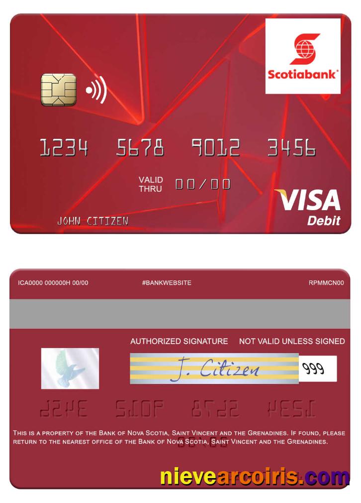 Saint Vincent and the Grenadines Bank of Nova Scotia visa debit card